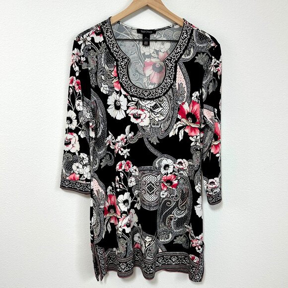 WHBM 3/4 Sleeve Embroidered Floral Tunic Size XL - Picture 1 of 11
